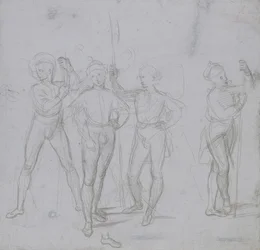 Gruppe von vier stehenden Soldaten
